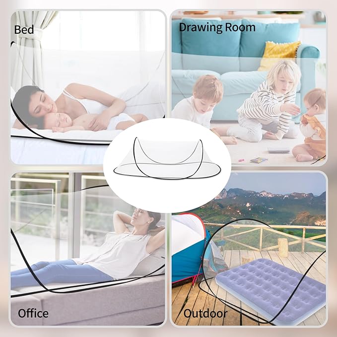 Pop Up Mosquito Net for Bed, Adjustable Anti Mosquito Bed Canopy, Fly Net Tent for Single, Indoor & Outdoor(78 * 56 * 31 inch)