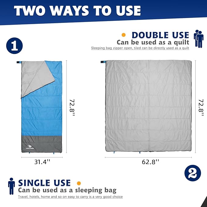 Envelope Sleeping Bag, Three Seasons Constant Temperature Sleeping Bag, Suitable for All Ages, Indoor Hotel Accommodation or Outdoor Travel…