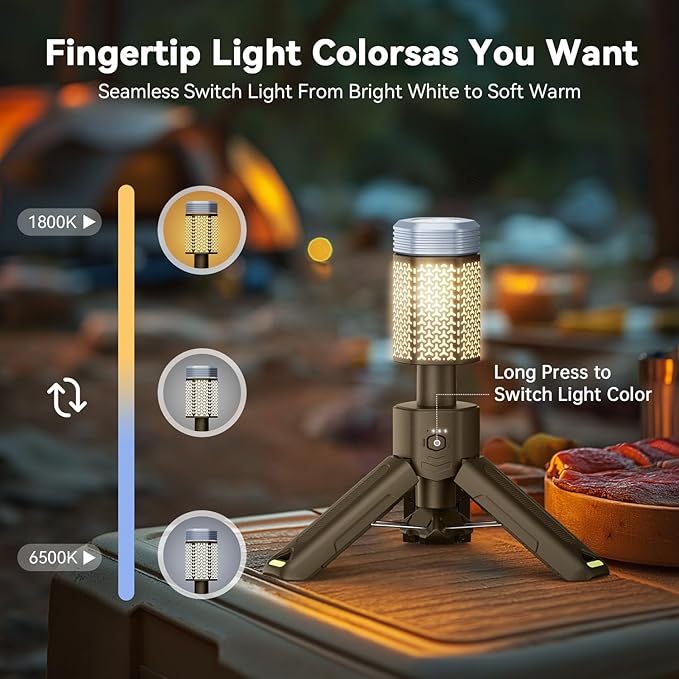 MORIKO Camping Lights Rechargeable Telescopic, Portable Collapsible Magnetic Lantern Camping Essentials, 10,500mAh IP67 Waterproof LED Flashlights, Camping Gear for Hiking Fishing Travel Emergency