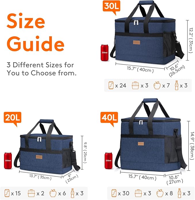Lifewit Cooler Bag 30/50/60 Cans Collapsible and Insulated Large Lunch Bag Leakproof Soft Cooler Portable Tote for Camping/BBQ/Family Outdoor Activities