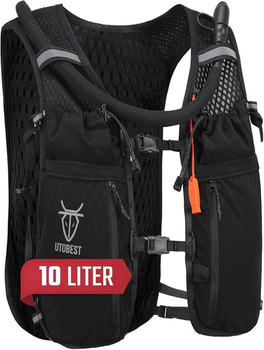 UTOBEST Upgrade Running Hydration Vest 10L, Running Backpack for Women Men Multi-Functional Storage, Adjustable Water Vest for Trail Marathon Race Jogging Cycling