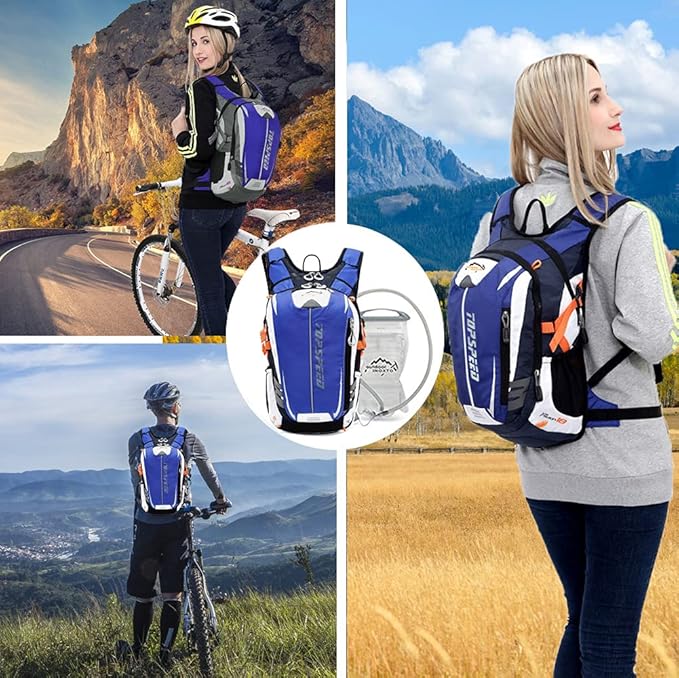 INOXTO Hydration Pack Backpack，18L Hydration Pack Lightweight Water Backpack with 2L Water Bladder Bag Daypack for Hiking Running Cycling Camping Hunting for Women Men