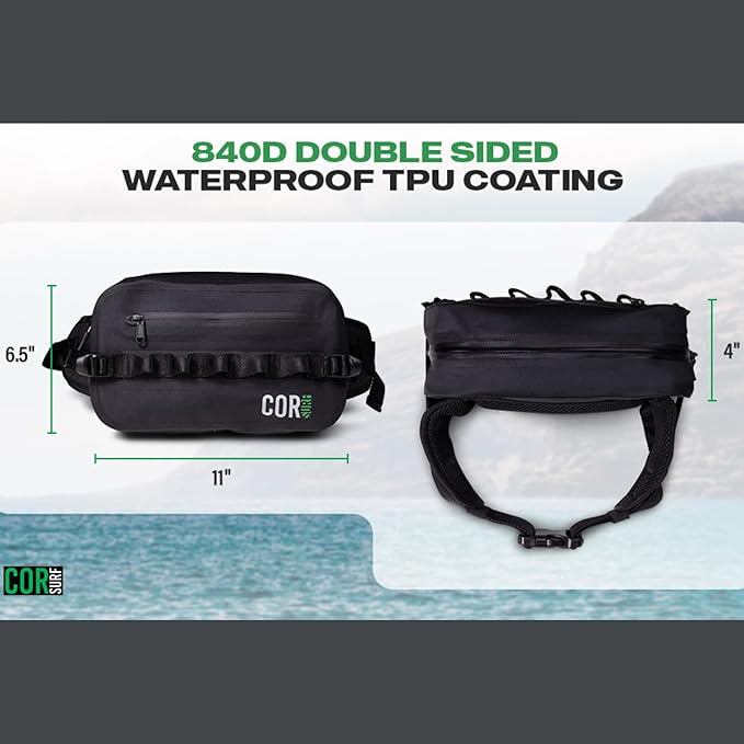 Waterproof Waist Pack 2.5L | Waterproof Belt Bag with Wide, Comfortable Waist Strap, Floating Waterproof Fanny Pack for Travel, Fly Fishing, Beach, Swimming, Paddleboarding, Kayaking (Black)