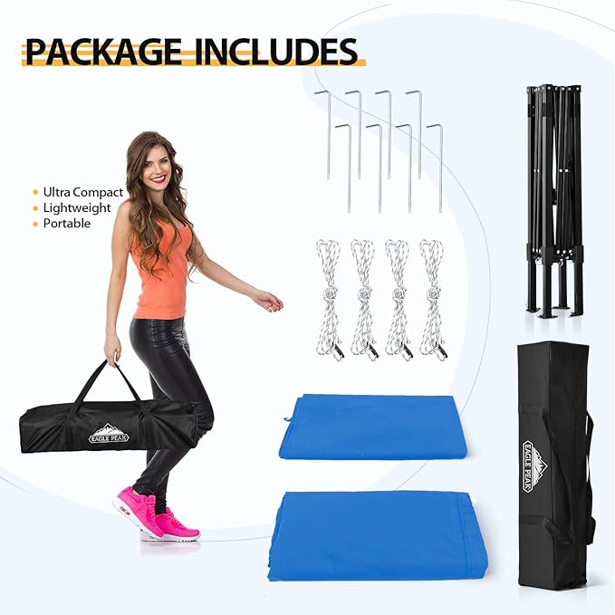 EAGLE PEAK Flex Ultra Compact 4x4 Pop-up Canopy, Sun Shelter, Changing Room, Portable Privacy Canopy Cabana for Pool, Fashion Photoshoots, or Camping, 4x4 ft, Light Blue