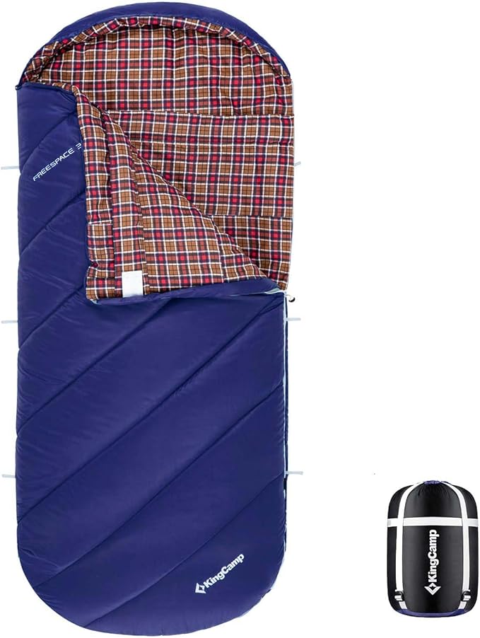 KingCamp Sleeping Bag for Adults, Cold Weather & Warm Extra Wide Big & Tall XL Portable Waterproof Flannel Sleeping Bags, Essentials Gear Accessories for Camping Backpacking Hiking Indoor & Outdoor