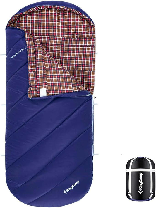 KingCamp Sleeping Bag for Adults, Cold Weather & Warm Extra Wide Big & Tall XL Portable Waterproof Flannel Sleeping Bags, Essentials Gear Accessories for Camping Backpacking Hiking Indoor & Outdoor