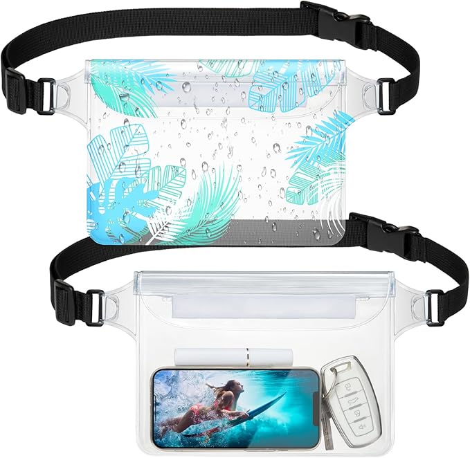 F-color Waterproof Fanny Pack - Waterproof Phone Pouch with Waist Strap - Cruise Essentials 2025 Must Haves Waterproof Pouch Dry Bag Keep Phone Valuables Safe for Beach Kayaking Boating Fishing
