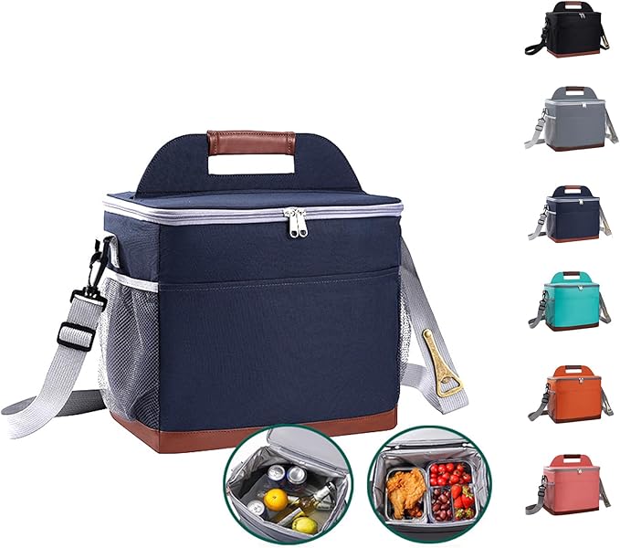 24-Can Insulated Lunch Bag for Women & Men - Large Soft Cooler Box with Leakproof Design, Lightweight Thermal Tote for Work, Travel, Picnic, Camping (Navy blue)