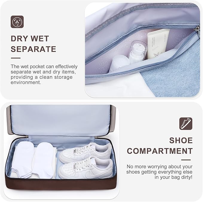 Small Gym Bag for Women, Travel Duffle Bag Carry On Weekender Bag with Shoe Compartment