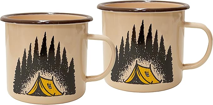 Stansport 24 OZ Camp Scene Enamel Mug Set - 2 Pack
