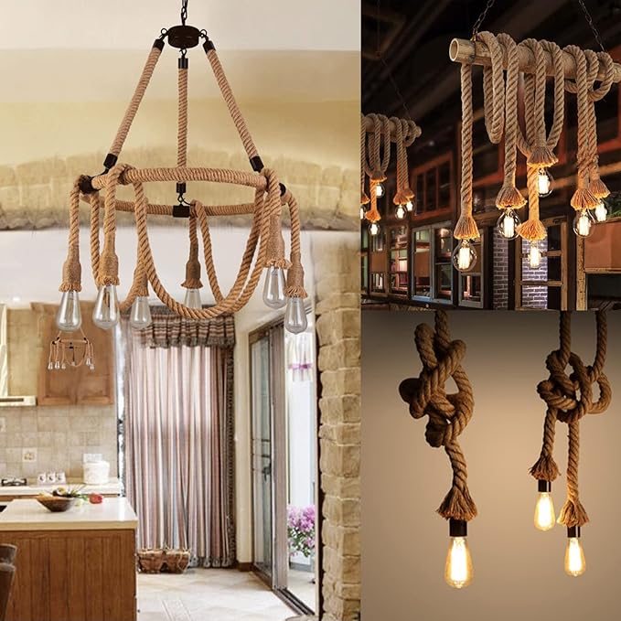 Manila Rope 3/4in x 50ft,Natural Hemp Thick Ropes,Large Decorative Nautical Rope,Twisted Manila Ropes Great for Gardening,Railings,Hammock