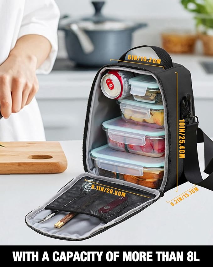 Sports Rabbit Insulated Lunch Bag for Men & Women – Compatible with 40/30OZ Stanley Cups – Leakproof Cooler Tote, Wax-Coated Oxford Fabric, Adjustable Strap – Perfect for Work, Travel, Picnics (Black)