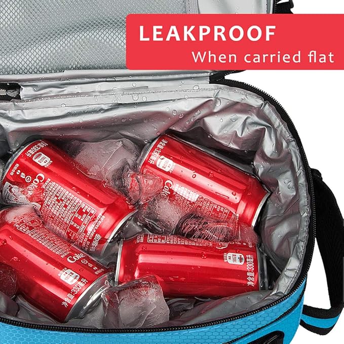Expandable Insulated Lunch Bag, Leakproof Flat Lunch Cooler Tote with Shoulder Strap for Men and Women, Suitable for Work & Office Tirrinia, Blue