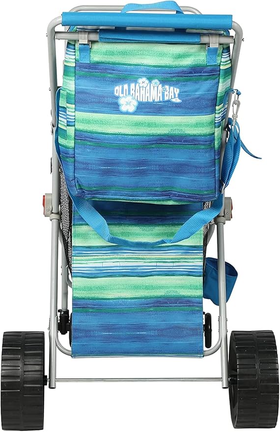 Beach Cart with Big Wheels for Sand, Collapsible All-Terrain Beach Wagon with Cooler Bag & Umbrella Holder, Large Mesh Storage, Supports 100lbs for Camping, Outdoor, Shopping, Dark Blue