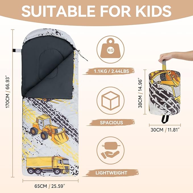 Kids Sleeping Bag for Camping - Lightweight 3 Season Backpacking Sleeping Bag, Compact Child Sleeping Bag for Girls and Boys, Waterproof Youth Sleeping Bag for Outdoor by Croosseoutdoors