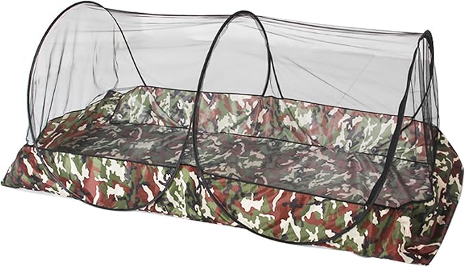 CMINGJ Portable Mosquito Net Foldable Pop-Up Travel Mosquito Net for Bed Free Installation-Suitable for Baby Adults Bedroom, Camping, nap, Patio (Extra-Large-Bottom Zipper(Black&Camouflage))