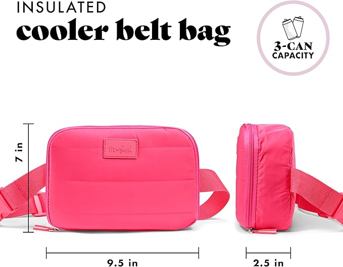 Fit & Fresh Belt Bag Cooler, 3-Can, Hot Pink