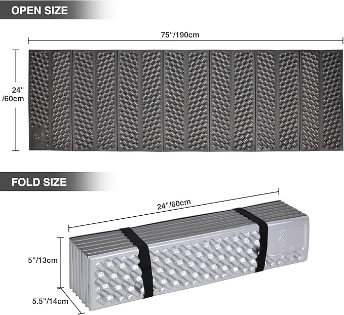REDCAMP Foldable Foam Camping Pads for Sleeping, Waterproof Closed Cell Foam Camping Sleeping Pad - Ultra-Lightweight for Hiking & Backpacking, R-2.1 Insulated, Royal Blue/Grey/Green/Brown/Khaki