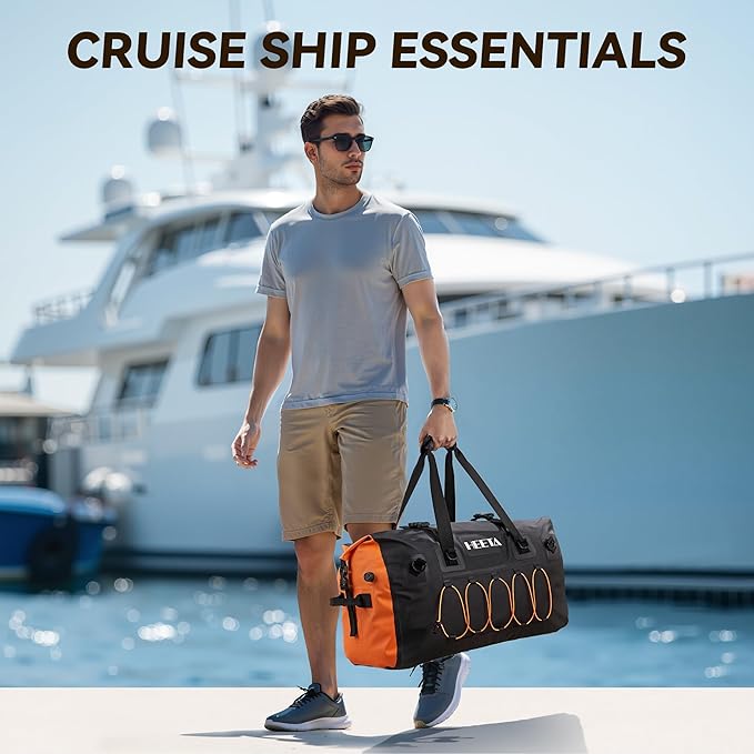 HEETA Waterproof Duffel Bag Motorcycle Dry Bag Backpack, Extra Large Rolltop Travel Duffle Bags with Straps & Handles for Kayaking Rafting Boating Canoeing Camping Gym Beach (Black, 80L)