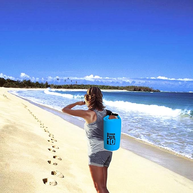 Waterproof Dry Bag for Women Men, 10L Roll Top Lightweight Dry Storage Bag Backpack for Travel, Swimming, Boating, Kayaking, Camping and Beach
