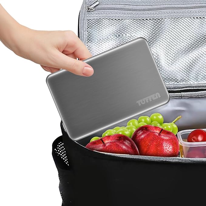 Ice Packs for Lunch Boxes, Stainless Steel Cooling Pack for Cooler, Quick Freeze Long-Lasting Reusable Ice Pack, Multi Use Cooler Accessories for Hiking, Camping and Fishing(2 Packs)