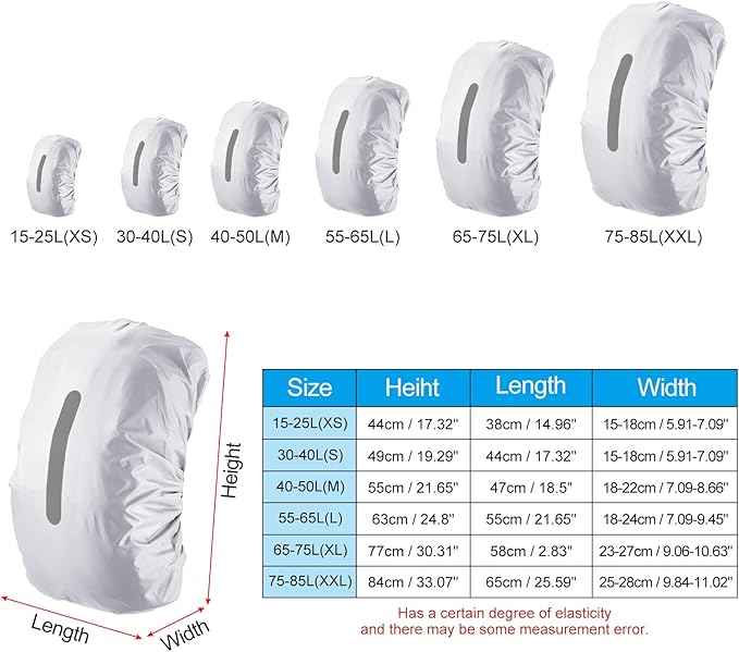 PATIKIL Waterproof Backpack Rain Cover, Non-Slip Backpack Cover with Vertical Reflective Strap Stay Dry for Hiking, Camping, Hunting