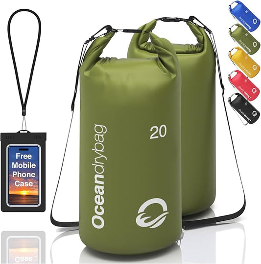 Oceandrybag - Waterproof Dry Bag Backpack - Floating Dry Sack Portable for Kayaking, Beach, Rafting, Boating, Hiking, Camping, Fishing with Waterproof Phone Case