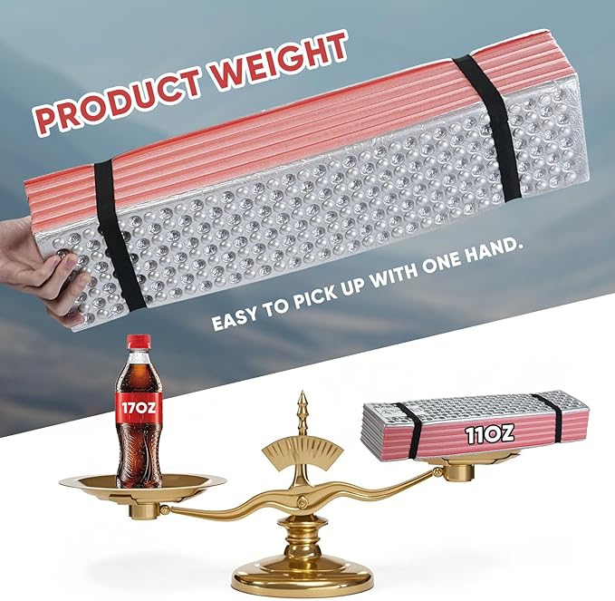 Ultralight Foam Sleeping Pad, Waterproof Closed Cell Foam Pad for Superior Insulation, Folding Sleeping Mat for Compact Storage, Foldable and Portable for Hiking and Camping