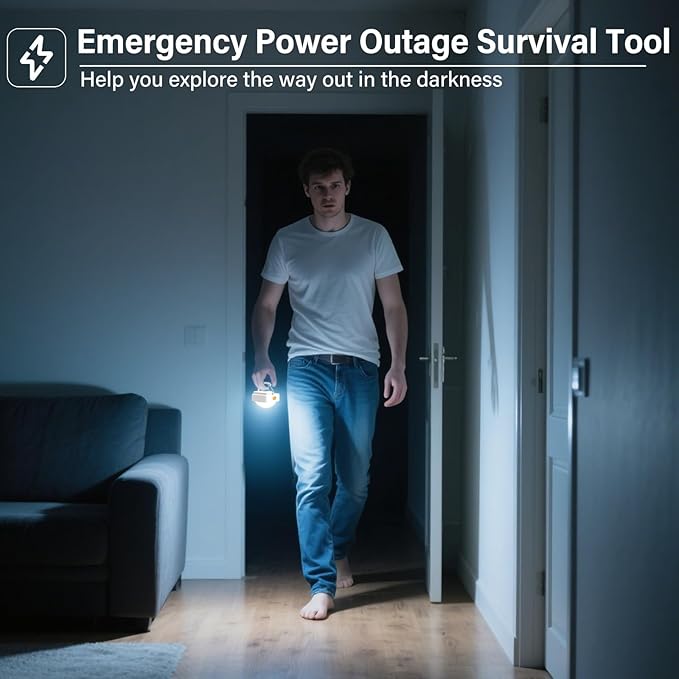 Rechargeable Camping Lights FLY2SKY 6Pcs White Tent Lights Mini Flashlight Portable LED Camping Lantern Survival Gear Camping Accessories for Hiking Backpacking Fishing Hurricane Emergency Outage