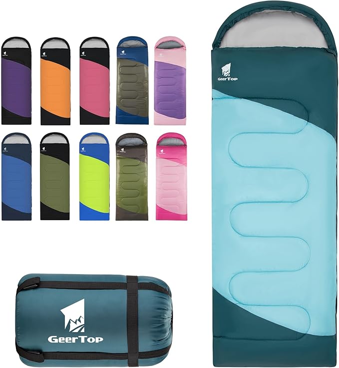 GEERTOP Backpacking Sleeping Bag for Camping, Lightweight Sleeping Bags for Adults Kids Summer Warm Cold Weather Hiking Travel