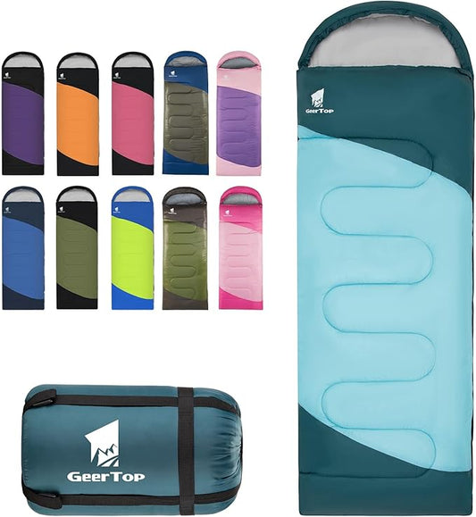 GEERTOP Backpacking Sleeping Bag for Camping, Lightweight Sleeping Bags for Adults Kids Summer Warm Cold Weather Hiking Travel