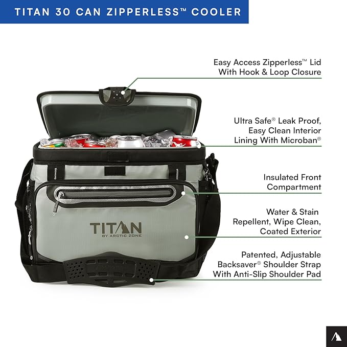 Arctic Zone Titan Deep Freeze Cooler - Zipperless Hardbody Cooler - Small & Large Capacity- Beach & Camping Cooler - Deep Freeze Insulation, HardBody Liner, and SmartShelf