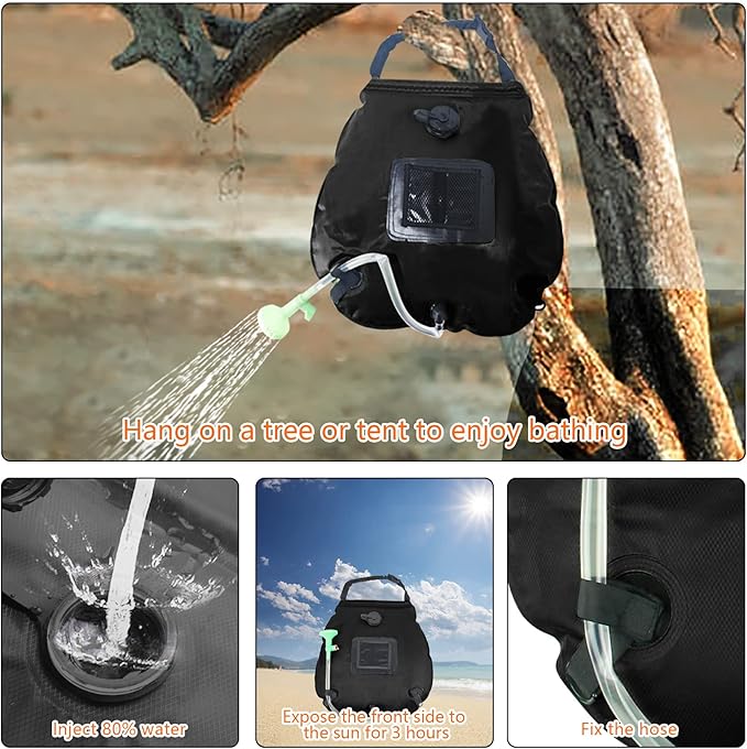 Camping Shower Tent,Pop Up Privacy Tent with Solar Shower Bag,Waterproof Pop Up Shower Tent for Portable Outdoor Toilet Shower Changing Room Sun Shelter Camping (Black/Camouflag/Green)