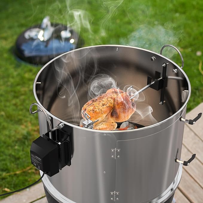 only fire Stainless Steel Grill Cooking Smoking Attachment, Charcoal, Rib Hanging System for Weber 22 inch Kettle Grills - Turns Your Kettle into Smoker
