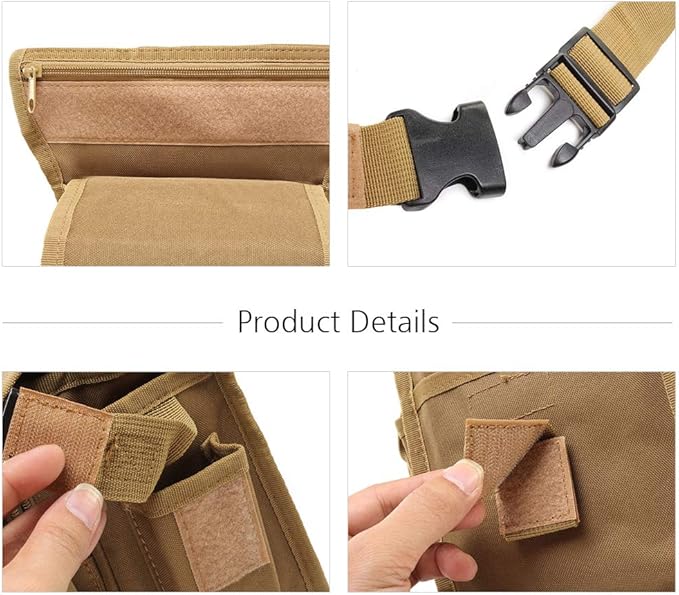 Roaring Fire Multi-Functional Waist Bag, Drop Leg Bag, Waist Pack, Tactical Military Waterproof EDC Fanny Pack for Trekking, Outdoor, Hiking, Motorcycling, Cycling, Traveling, Sling Chest Shoulder Bag