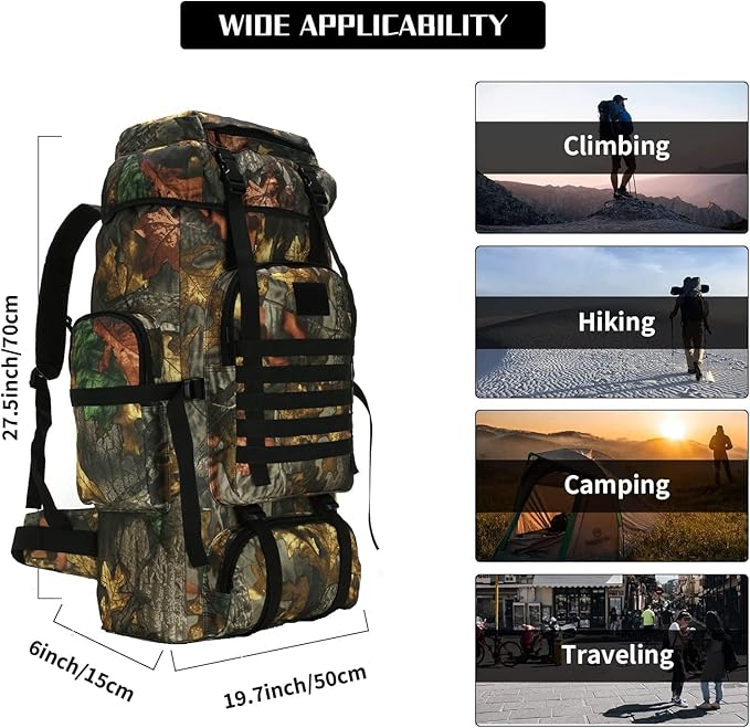 Hiking Backpack for Men 70L/100L Camping Backpack Military Rucksack Molle 3 Days Assault Pack for Climbing