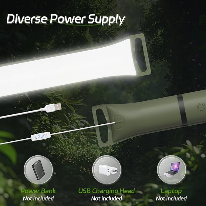 SELORSS Portable Inflatable Folding Outdoor Camping Light, IP66 Waterproof Standard with USB Plug for Camping, Hiking, Traveling and Other Outdoor environments.(Green Two-Piece)