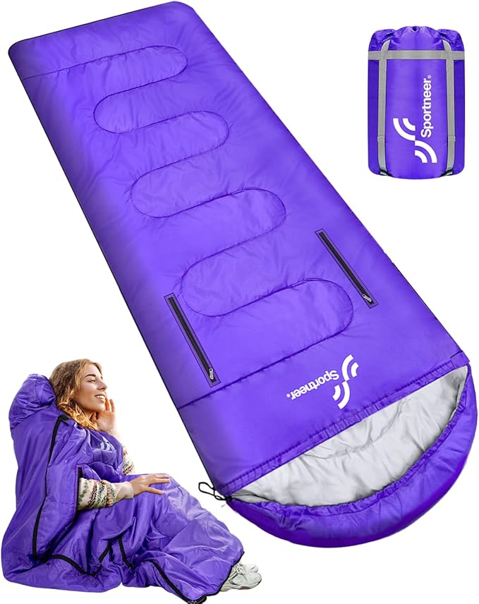 Sportneer Sleeping Bag - Wearable for Adults & Kids with Arm Zipper Holes in Cold & Warm Weather, Waterproof Portable Sleeping Bag for Camping, Hiking, Backpacking, Outdoor Travel