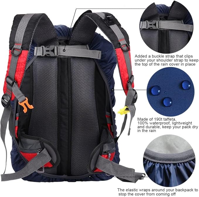 Waterproof Backpack Rain Cover with Anti Slip Buckle Strap for Camping, Hiking, Traveling, Hunting, Biking, 15-80L