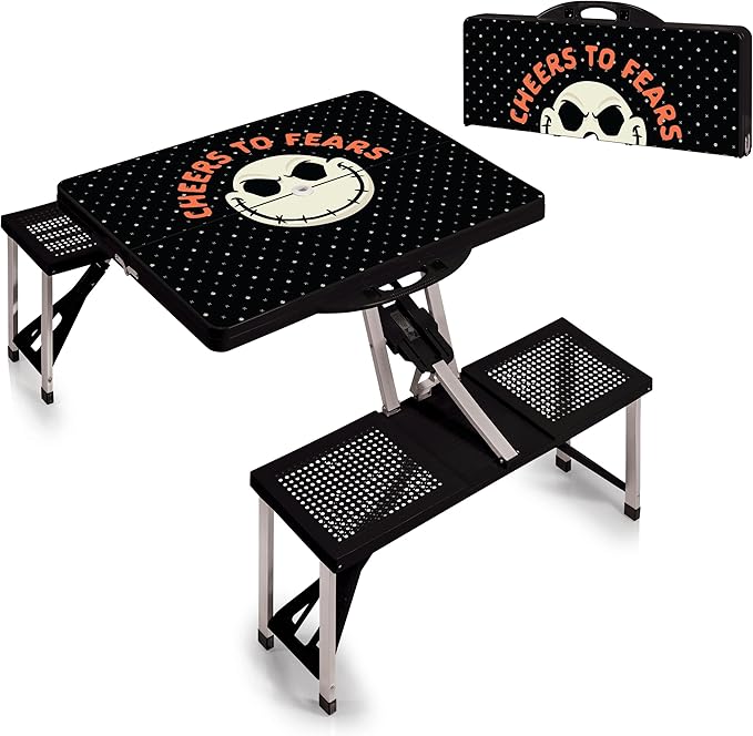 Picnic TIME Disney Minnie Mouse Folding Picnic Table, Camping Table, Outdoor Table with Umbrella Hole, (Red)