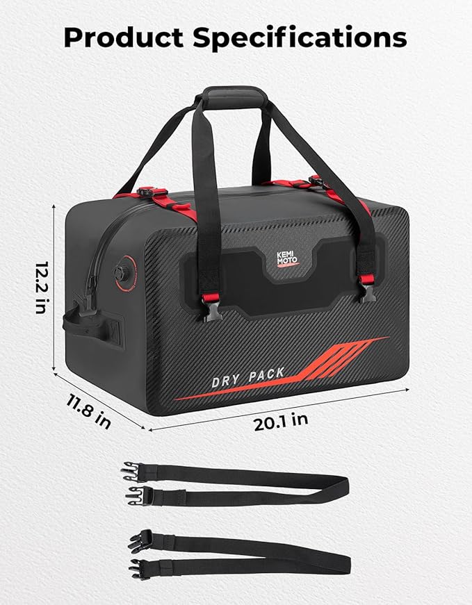 KEMIMOTO Waterproof Duffle Bag 45L Heavy Duty Marine Dry Bags Backpack Jet Ski Tail Bag Large Storage Gear Travel Luggage For Boat With Air Valve & Quick-Fixed Straps Compatible With Sea-Doo LinQ