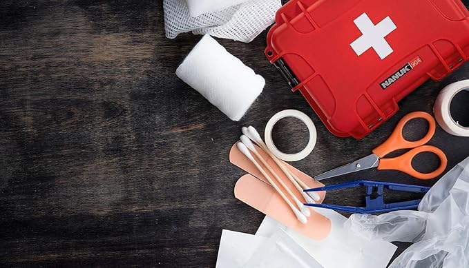 NANUK 904 Waterproof First Aid Box Empty – Durable, Medical First Aid Organizer Case, IP67-Rated, Dustproof, Impact-Resistant, and Floats (7.4" x 4.9" x 3.1") – Red