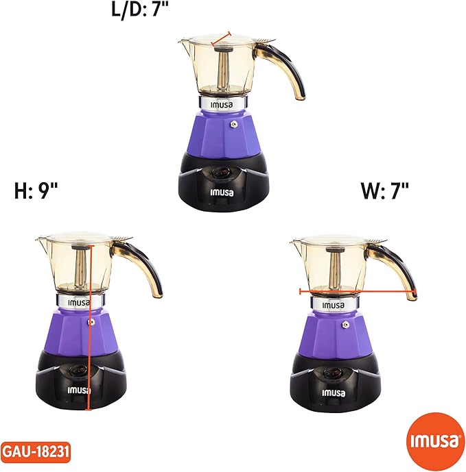 Imusa 3 or 2cup Electric Espresso Maker, Purple