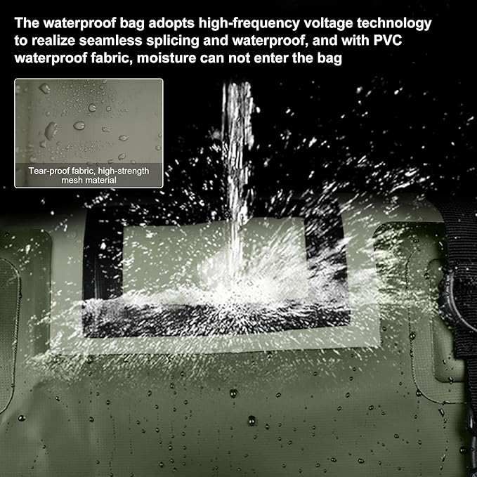 Waterproof Duffel Bag，Roll-Top Heavy Duty Dry Duffle Bag，Motorcycle Dry Bag，with Quick-fixed Straps，with Large Storage Space, Perfect for Traveling, Camping, Kayaking, Fishing & Canoeing (green, 40L)