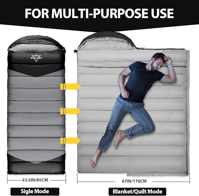 Adult Kids Sleeping Bag - All Season Warm/Cold Weather Lightweight for Camping & Hiking - Compact w/Compression Sack - Portable for Backpacking Travel Indoor - Unisex Boy Girl Man Woman