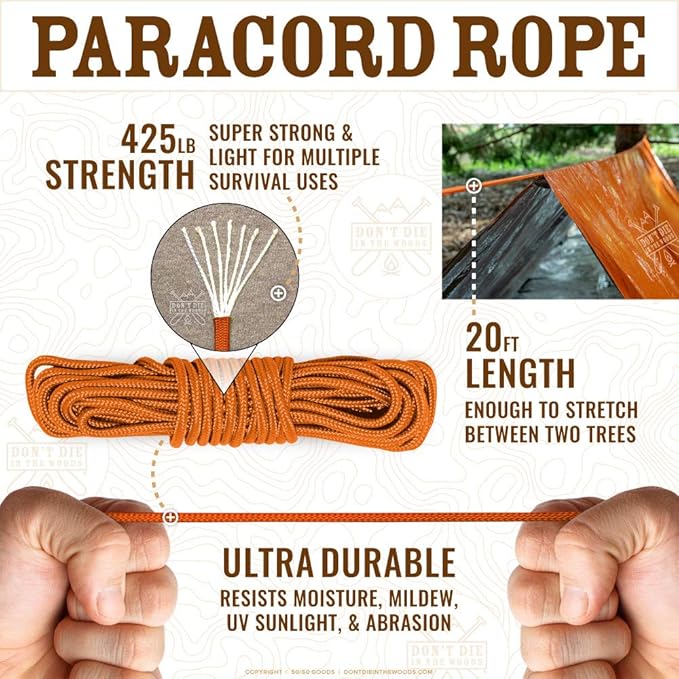 World's Toughest Ultralight Survival Tent • 2 Person Mylar Emergency Shelter Tube Tent + Paracord • Year-Round All Weather Protection for Hiking, Camping, & Outdoor Survival Kits