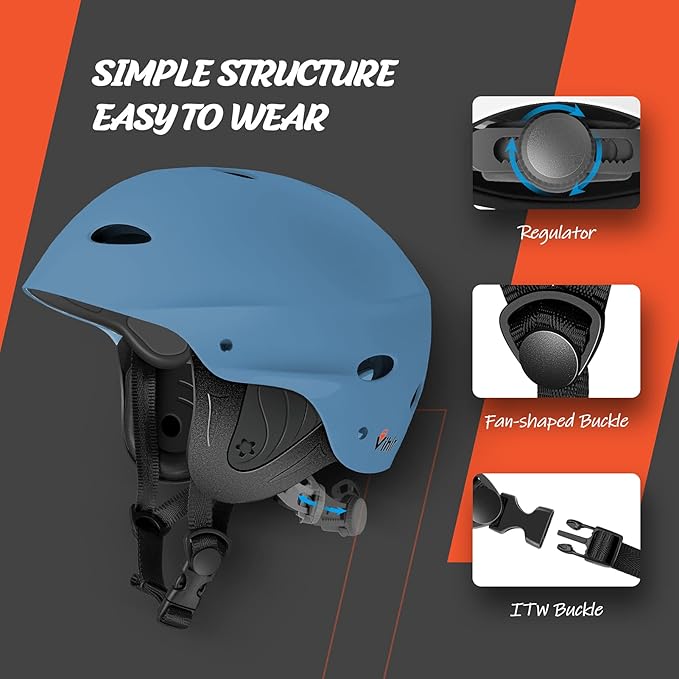 Vihir Adult Water Sports Helmet with Ears - Adjustable Helmet,Perfect for Kayaking, Boating,Surfing