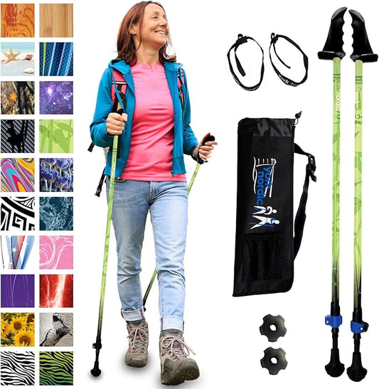 York Nordic Motivator Walking Poles for Balance and Rehab - Patented Stability Grips - Lightweight, Adjustable, and Collapsible - 2 Pieces Adjustable w/flip Locks - Heights 4'6" up to 6'2" - 230 lbs