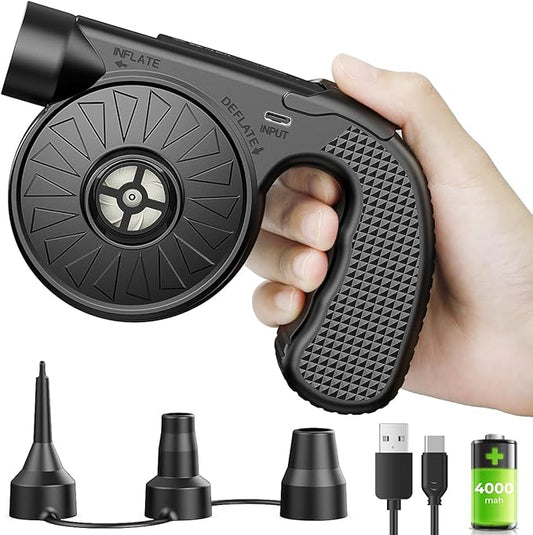 Dr.meter Portable Electric Air Mattress Pump, Rechargeable 4000mAh Battery Air Pump - Quick-Fill Air Inflator Deflator for Outdoor Camping Inflatable Bed Pool Boat Float Raft Swimming Rings Snow Tube
