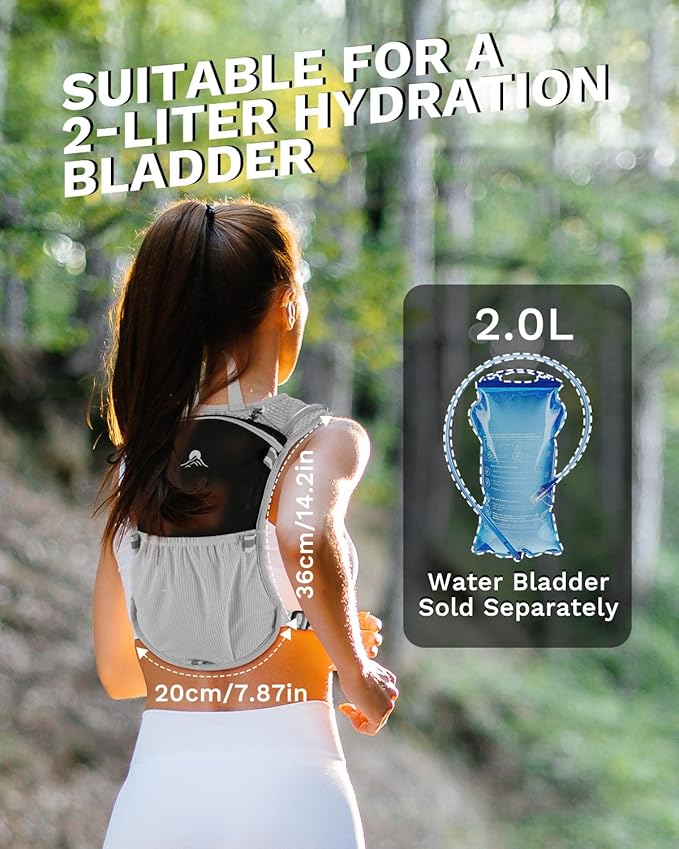 Running Vest for Women and Men, Hydration Backpack for Runners, Trail, Hiking, Biking and Walking, with Front Phone Holder, Adjustable Chest and Waist Strap